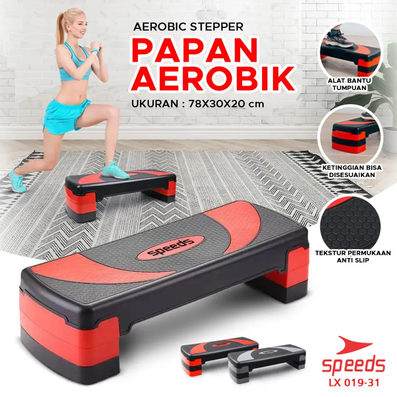 SPEEDS Aerobics Board 3 Tiers Zumba Step Aerobic Stepper Portable Sports Fitness Equipment 019-31