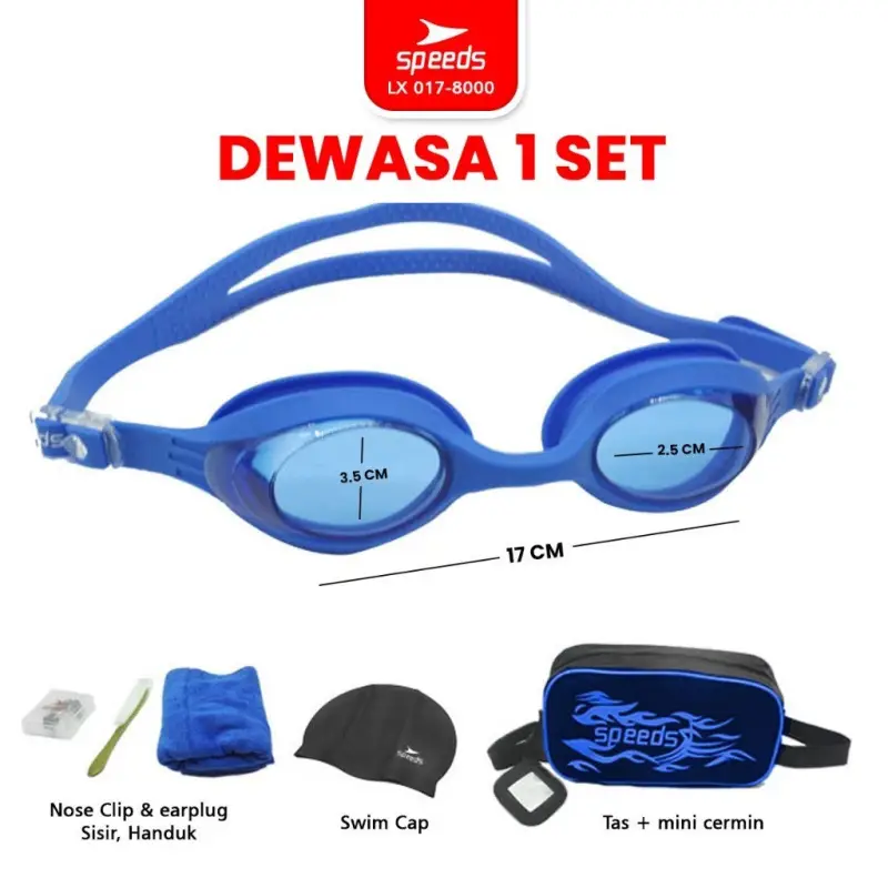 SPEEDS Kacamata Renang Dewasa Satu Set 017-8000