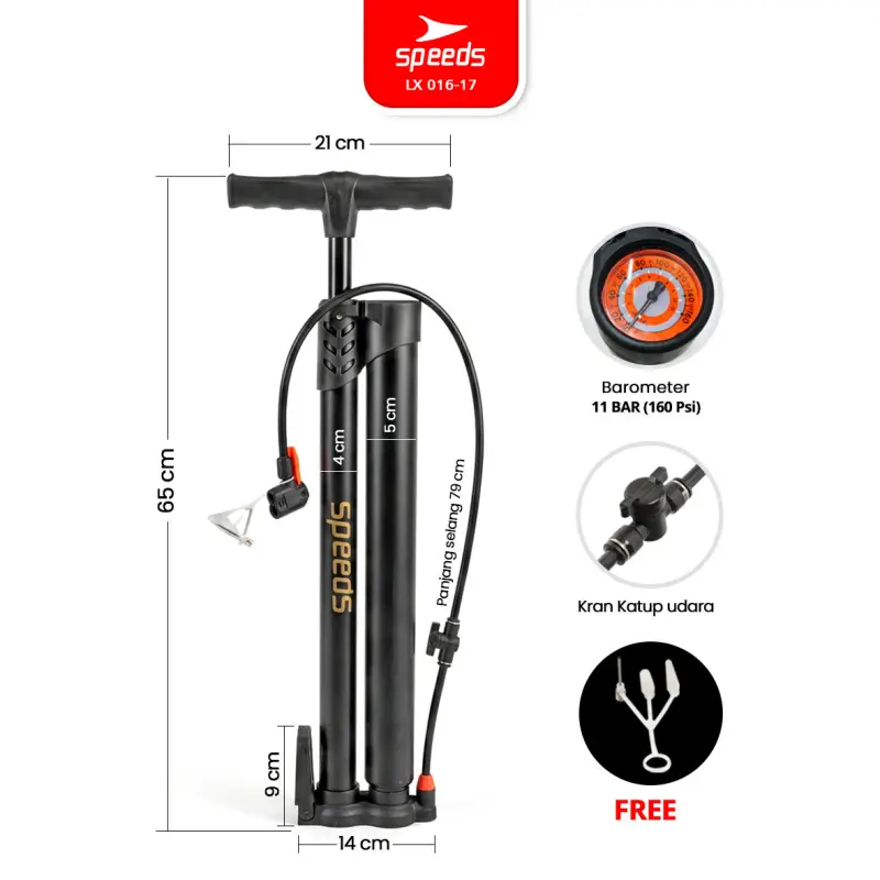 SPEEDS Pompa Angin Floor Pump 160 PSI 016-17