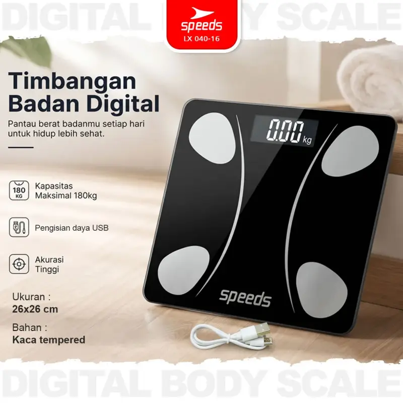 SPEEDS Timbangan Berat Badan Digital Max 180kg 040-16