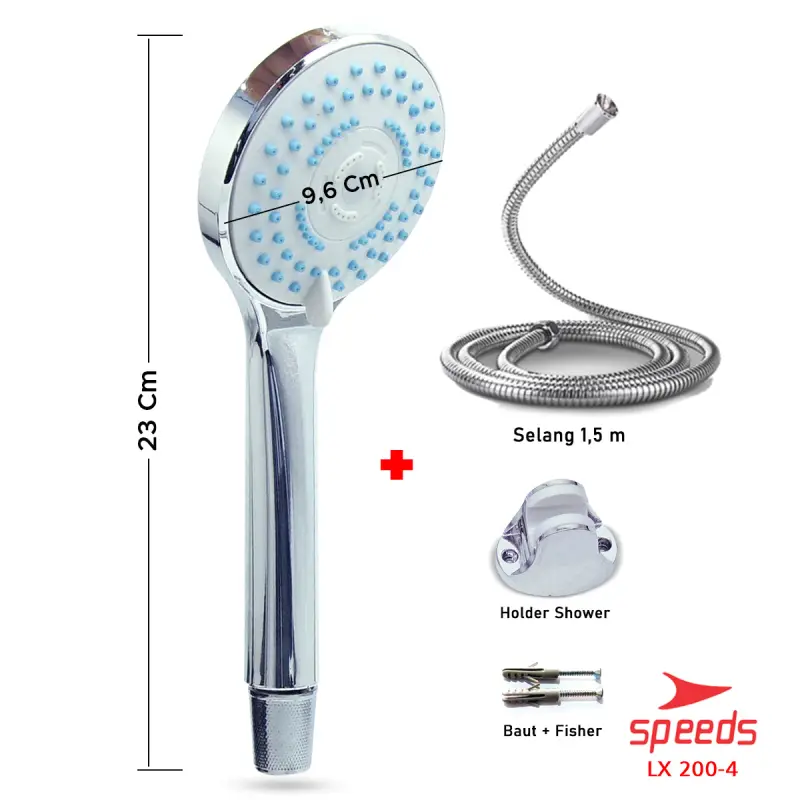 SPEEDS Shower Aerator Kepala Shower + Selang 200-4
