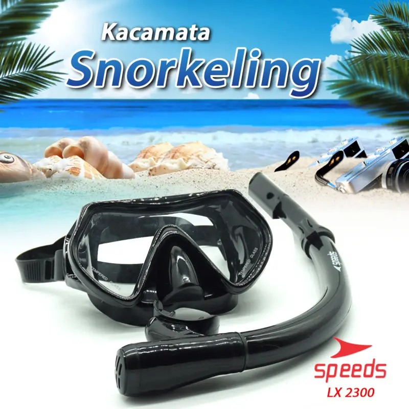 Speeds SNORKEL 浮潜潜水装备 橡胶面镜 通气管套装 泳镜 017-2300