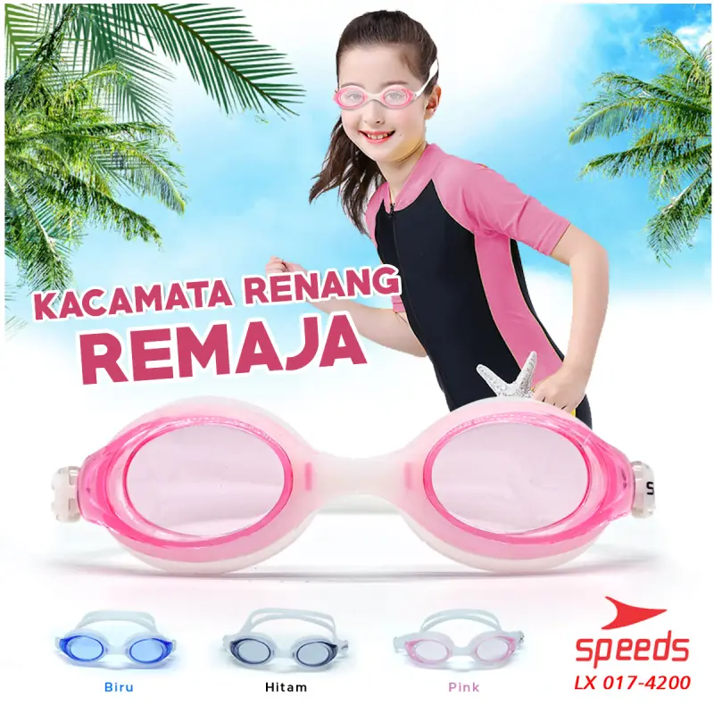 SPEEDS 青少年和成人游泳镜透明彩色防雾 UV 谷歌 017-4200