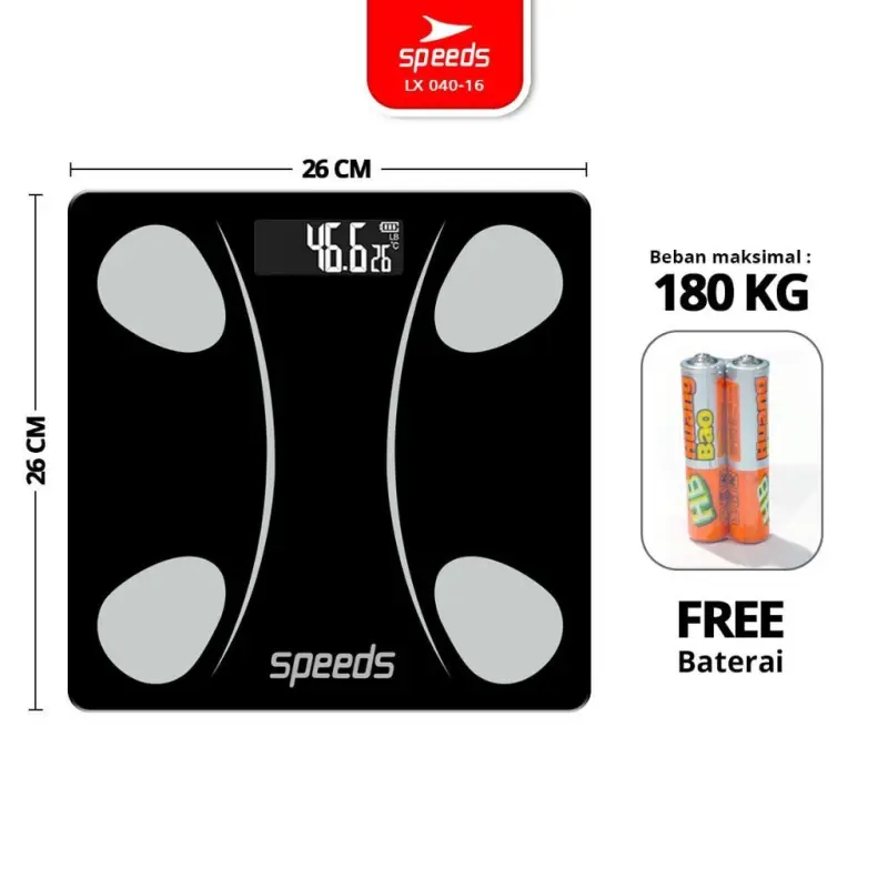 SPEEDS Timbangan Berat Badan Digital Max 180kg 040-16