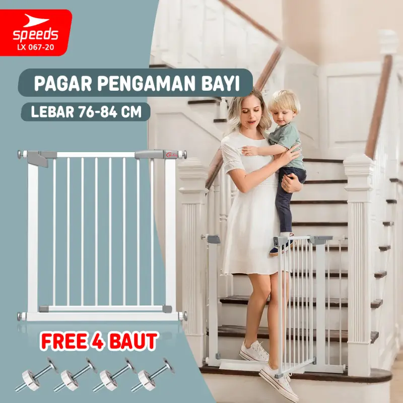 SPEEDS Baby Safety Gate Baby Door Fence Baby Safety Fence Baby Barrier Stairs Kitchen Bathroom Family Safe Gate 067-20