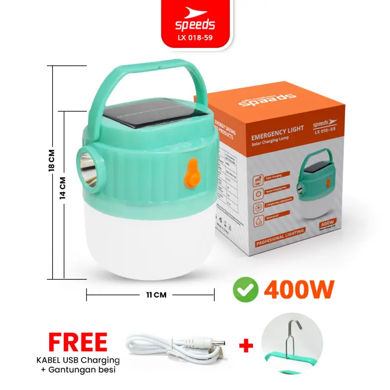 SPEEDS Lampu Emergency LED Gantung Solar Panel 200W & 400W 018-59