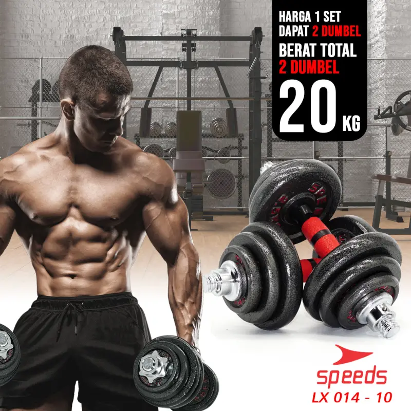 SPEEDS Dumbell Barbel Set 20Kg 014-10