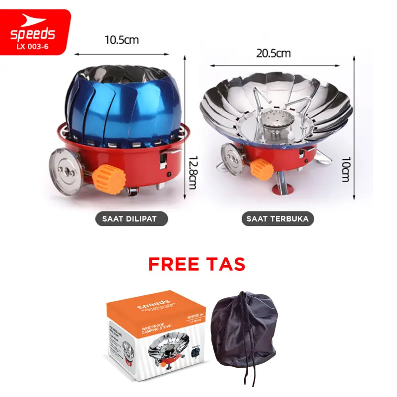 SPEEDS Gas Camping Stove Mini Natural Cooking Stove Folding Flower Windproof WindProof Nesting Portable+BAG 003-6