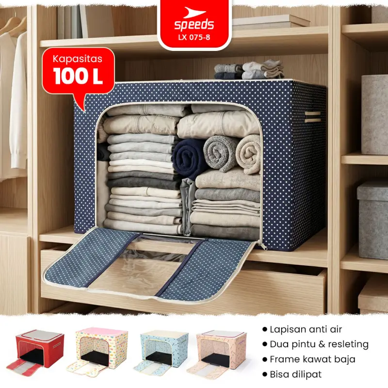 SPEEDS 66L 100L Multipurpose Oxford Storage Box Jumbo Multifunctional Cloth Strange Box 075-8