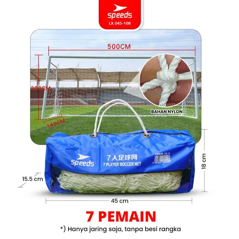 SPEEDS Jaring Gawang Sepak Bola 7x2m 045-10
