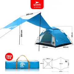 SPEEDS Tenda Camping Manual Muat 3-4 Orang 018-34
