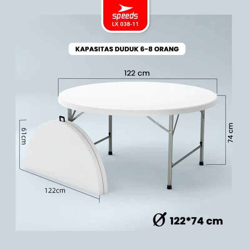 SPEEDS Meja Lipat Bulat Plastik Serbaguna 038-15