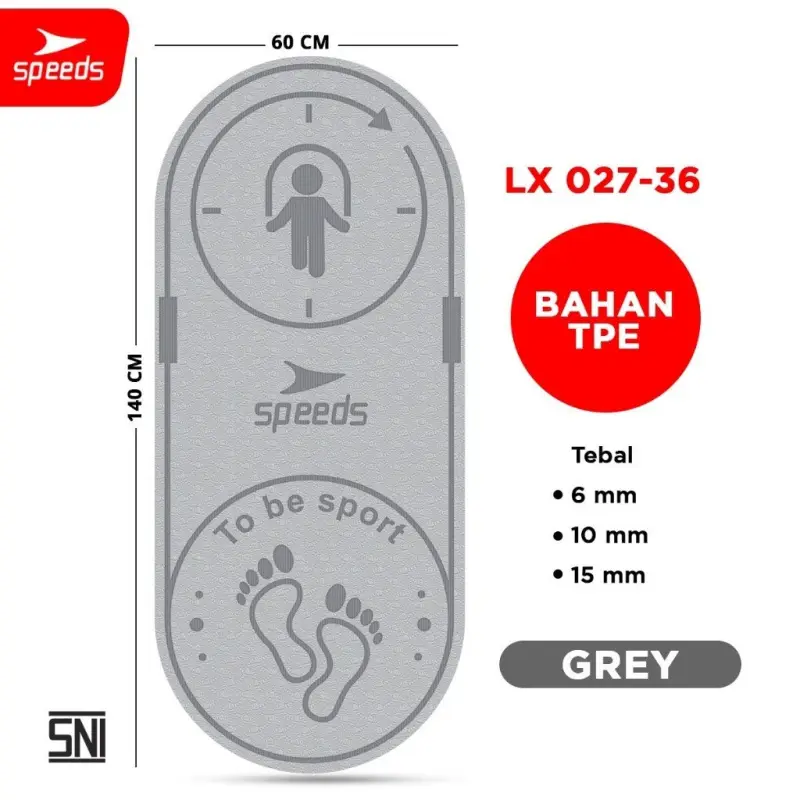 SPEEDS Skipping Mat Matras Lompat Tali Anti Slip 6-10-15mm 027-36