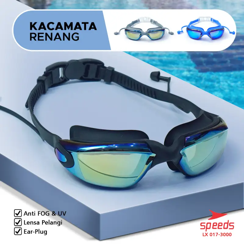 SPEEDS Kacamata Renang Dewasa Swimming Goggles Anti FOG & UV Shield 017-3000