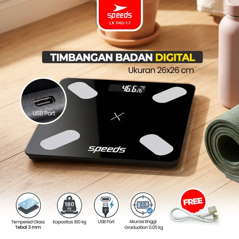 SPEEDS Timbangan Berat Badan Digital Max 180kg 040-17